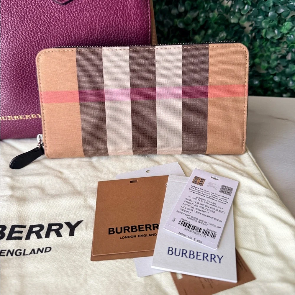 Burberry Crossbody Satchel Leather Bag and Long Zippy Wallet Bundle Authentic - Picture 11 of 16